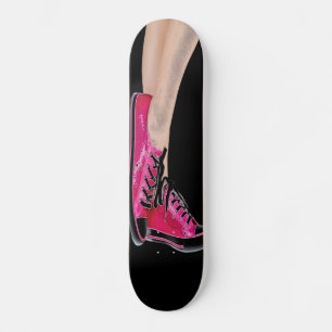 Roze Sneakers zwarte skateboard