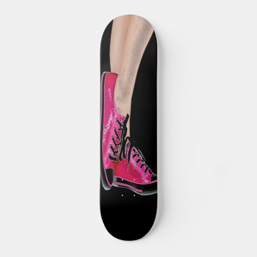 Roze Sneakers zwarte skateboard (Voorkant)