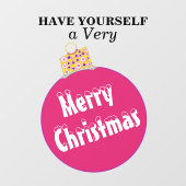 Roze sneeuw afgedekt met kerstversiering raamsticker (Vel)