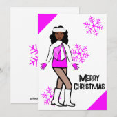 Roze Sneeuwdanser Vakantie Kaart (Voorkant / Achterkant)