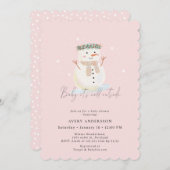 Roze Sneeuwman Baby Het Is Koud Buiten Baby Borrel Kaart (Voorkant / Achterkant)
