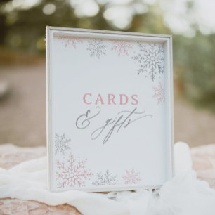 Roze Sneeuwvlok Baby shower Kaarten en cadeaubordj Poster