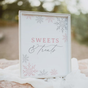 Roze Sneeuwvlok Baby shower Sweets and Treats Teke Poster