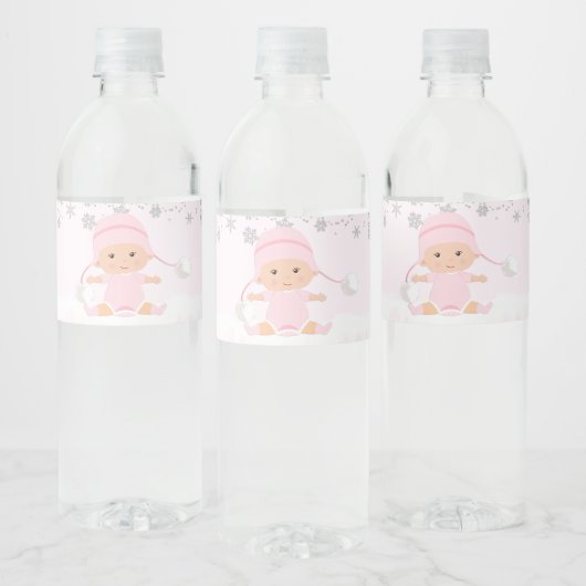 Roze Sneeuwvlok Baby shower Waterflesetiketten Waterfles Etiket (Flessen)