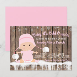 Roze Sneeuwvlok Baby zijn Koud Buiten Baby shower Kaart