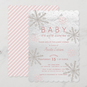 Roze sneeuwvlok Baby zijn koude buiten Baby shower Kaart