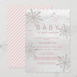 Roze sneeuwvlok Baby zijn koude drive-by Baby show Kaart