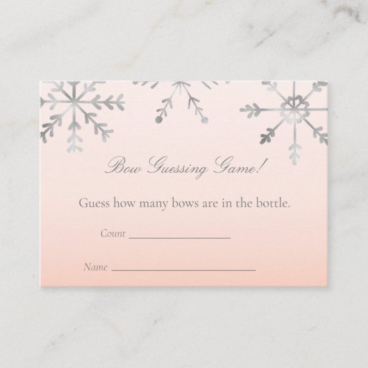 Roze Sneeuwvlok Gissen Graaf Baby shower Spel Informatiekaartje (Voorkant)