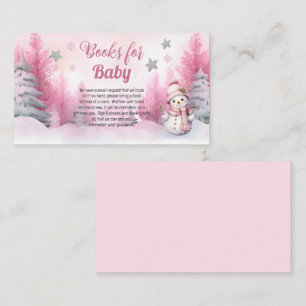 Roze Sneeuwvlok Meisje Baby shower Boeken voor Bab Informatiekaartje