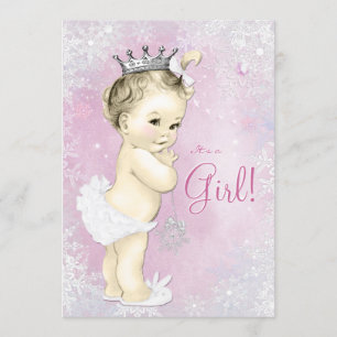 Roze Sneeuwvlok Meisjes Winter Wonderland Baby sho Kaart