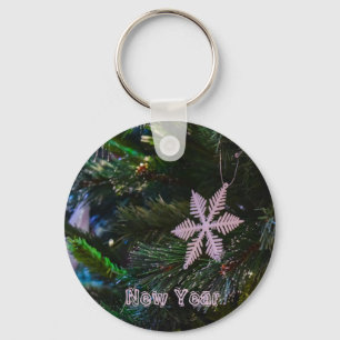 Roze Sneeuwvlok op de sleutelhanger van het Kerstm