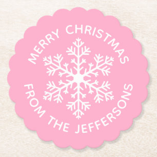 Roze Sneeuwvlok Papier Onderzetter
