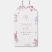 Roze Sneeuwvlok Rechthoekige Favor Tag Cadeaulabel (Voorkant)