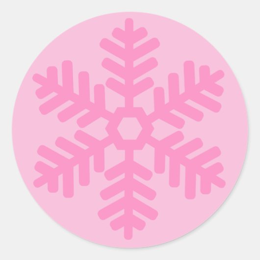 roze sneeuwvlok ronde sticker (Voorkant)