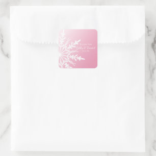 Roze sneeuwvlok Winter Weddenschap Vierkante Sticker