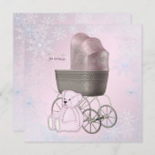 Roze Sneeuwvlok Winter Wonderland Baby shower Kaart (Voorkant / Achterkant)
