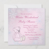 Roze Sneeuwvlok Winter Wonderland Baby shower Kaart (Achterkant)