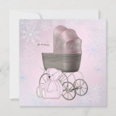 Roze Sneeuwvlok Winter Wonderland Baby shower Kaart (Voorkant)