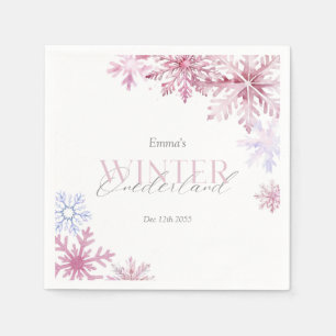 Roze Sneeuwvlok Winter Wonderland Eerste Verjaarda Servet