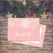 Roze Sneeuwvlokken Baby shower Dank u Bedankkaart
