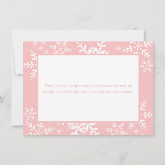 Roze Sneeuwvlokken Baby shower Dank u Bedankkaart (Achterkant)