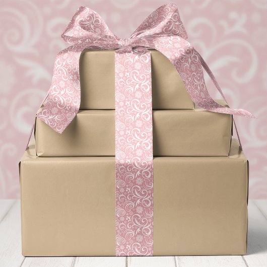 Roze sneeuwvlokken en kerstswirls lint