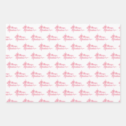 Roze Sneeuwvlokken en Vakantie Script op Wit Inpakpapier Vel (Voorkant 3)