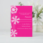 Roze sneeuwvlokken Kerst RSVP kaart (Staand voorkant)