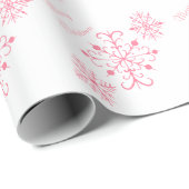 Roze Sneeuwvlokken Kerstmis Wrapping Papier (Rol Hoek)