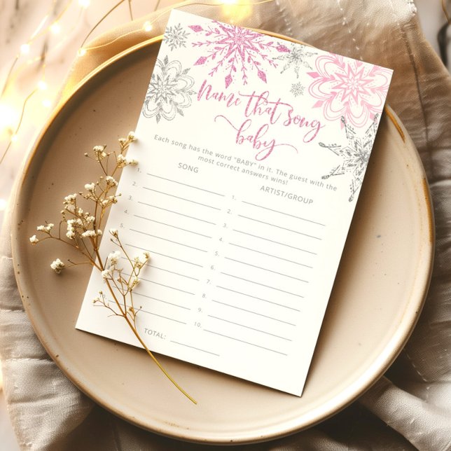 Roze sneeuwvlokken Naam dat nummer baby shower spe (Creator heeft geüpload)