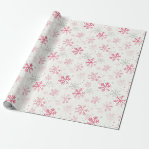 Roze Sneeuwvlokken Vintage Kerstmis Cadeaupapier
