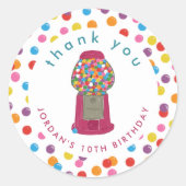 Roze Snoep Bubble Gum Hartelijk dank Ronde Sticker (Voorkant)