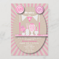 Roze Snoep Buffet Birthday Party Invitation