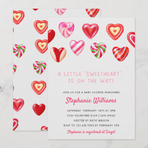 Roze Snoep Harten Een beetje Sweetheart Baby showe Kaart