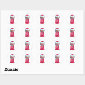 Roze Snoep met trommel Ronde Sticker (Vel)