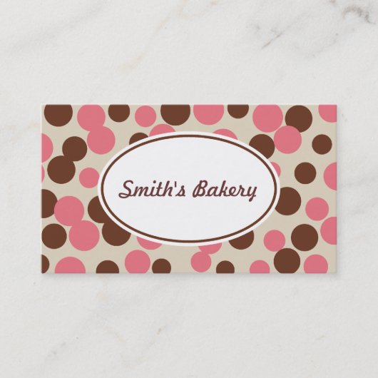 Roze Snoep Stippen Visitekaartje (Voorkant)
