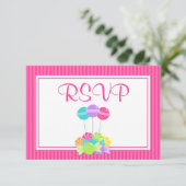 Roze Snoep Stripes Bat Mitzvah RSVP (Staand voorkant)