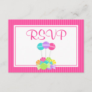 Roze Snoep Stripes Bat Mitzvah RSVP Kaartje