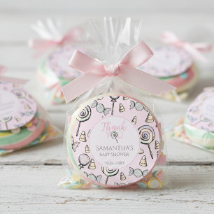Roze Snoep thema Baby shower Dank u Sticker