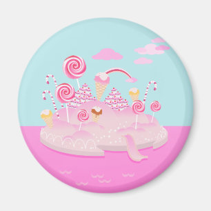 Roze snoep wereldcake voor verjaardagsfeest magneet