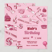 Roze snoepjes zoet kaart (Voorkant / Achterkant)