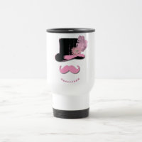 Roze snor, bovenste hoed, veren en bloem