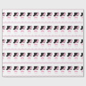 Roze snor, hoge hoed en parels cadeaupapier (Vlak)