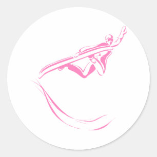 Roze snowboard ronde sticker