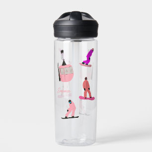 Roze snowboard waterfles