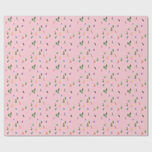 Roze snowboarders Illustratie Cadeaupapier (Vlak)