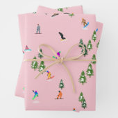 Roze snowboarders Illustratie Inpakpapier Vel (In situ)