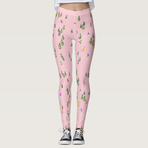 Roze snowboarders Illustratie Leggings
