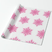 Roze Snowflake Cadeaupapier (Uitgerold)