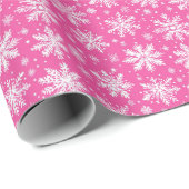 Roze Snowflake Cadeaupapier (Rol Hoek)